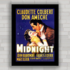 Quadro decorativo com imagem pôster do filme antigo Midnight .