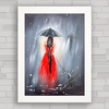 Quadro decorativo mulher de guarda chuva