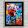 Quadro decorativo mulher de guarda chuva