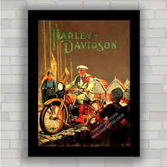 Quadro decorativo com pôster de moto Harley Davidson .