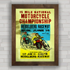 Quadro decorativo moto antiga de competição e corrida .