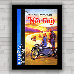 Quadro decorativo propaganda moto antiga Norton .