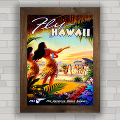 Quadro decorativo dançarina luau na praia do Havaí .
