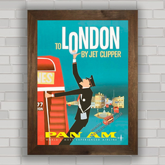 Quadro decorativo companhia aérea antiga Pan Am Londres .