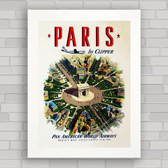 Quadro decorativo propaganda anúncio de Paris via aérea .