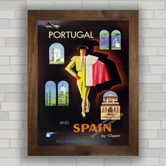 Quadro decorativo companhia aérea antiga Pan Am Portugal Espanha .