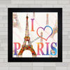 Quadro para sala , quarto ou closet , com pintura pôster de Paris .