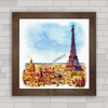 Quadro para sala , quarto ou closet , com pintura pôster de Paris Eiffel .