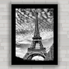 Quadro decorativo com pôster preto e branco da torre Eiffel em Paris .