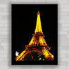 Quadro decorativo com pôster da torre Eiffel iluminada em Paris .