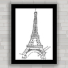 Quadro decorativo preto e branco torre Eiffel em Paris .
