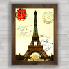Quadro decorativo com cartão postal de Paris .