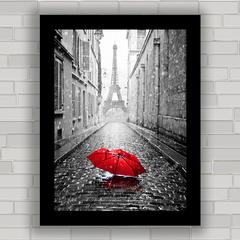 Quadro decorativo guarda chuva vermelho em Paris .