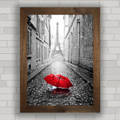 Quadro decorativo guarda chuva vermelho em Paris .