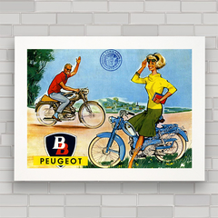 Quadro decorativo propaganda moto antiga Peugeot .