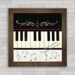 Quadro decorativo com imagem pôster de piano .