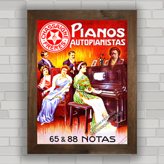 Quadro decorativo com imagem pôster de piano .