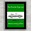 Quadro decorativo propaganda anúncio carro Porsche 356 .