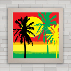 Quadro decorativo praia e palmeiras
