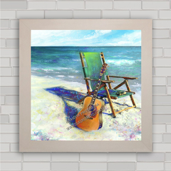 Quadro decorativo praia e violão