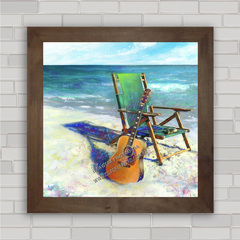 Quadro decorativo cadeira de praia e violão