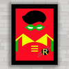Quadro decorativo com imagem pôster do super herói Robin .
