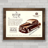 Quadro decorativo propaganda anúncio carro antigo Rover . 
