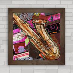 Quadro decorativo com imagem pôster de saxofone .