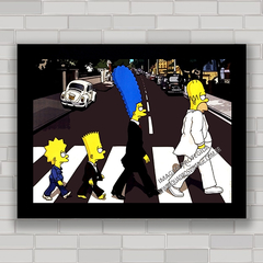 Quadro decorativo Simpsons na Abbey road Beatles .