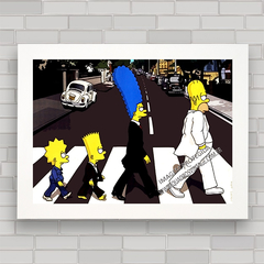 Quadro decorativo Simpsons na Abbey road Beatles .