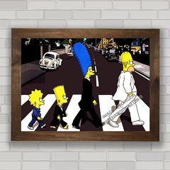 Quadro decorativo Simpsons atravessando a rua Abbey road Beatles .