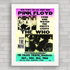Quadro decorativo com cartaz do show do Pink Floyd e The Who .