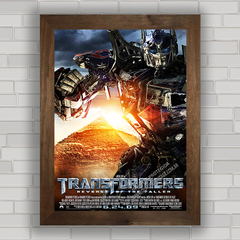 Quadro decorativo com cartaz pôster do filme Transformers .