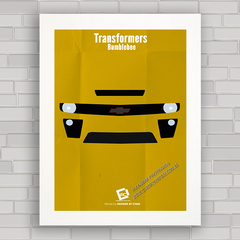 Quadro decorativo com cartaz pôster do filme Transformers Camaro amarelo .