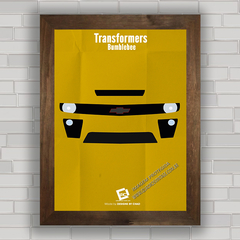 Quadro decorativo com cartaz pôster do filme Transformers Camaro amarelo .