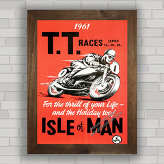 Quadro decorativo moto de corrida , competição e moto GP Isle Man .