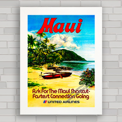 Quadro decorativo propaganda da praia de Mauí no Hawaii .