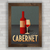 Quadro decorativo para adega ou bar , com pôster de vinho Cabernet .
