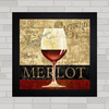 Quadro decorativo para adega ou bar , com pôster de vinho Merlot .