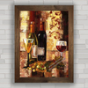 Quadro decorativo vintage para adega ou bar , com pôster de vinho .