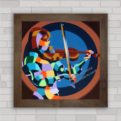 Quadro decorativo com imagem pôster de violinista .
