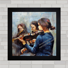 Quadro decorativo com imagem pôster de violinista .