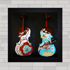 Quadro decorativo com imagem pôster de violinos .