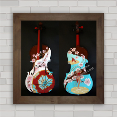 Quadro decorativo com imagem pôster de violinos .