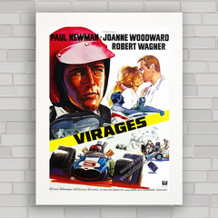 Quadro de cinema , com cartaz pôster de filme de corrida e automobilismo .