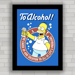 Quadro decorativo Homer Simpson bebendo álcool .