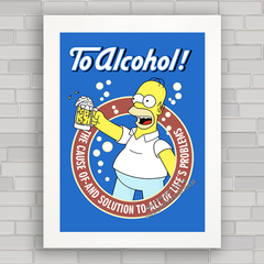 Quadro decorativo Homer Simpson bebendo cerveja .
