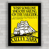 Quadro decorativo propaganda anúncio antigo Cutty Sark uísque navio .