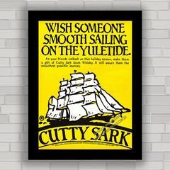 Quadro decorativo propaganda anúncio antigo Cutty Sark uísque navio .