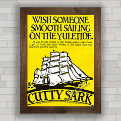 Quadro decorativo propaganda anúncio antigo Cutty Sark uísque caravela .